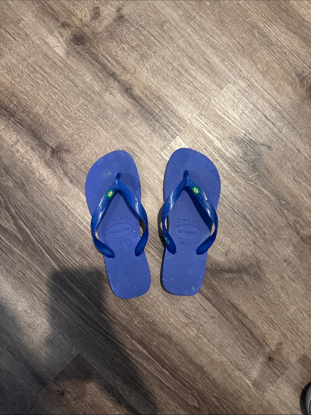 Havaianas Slim Flip Flops in Blue with Brazil Flag Detail